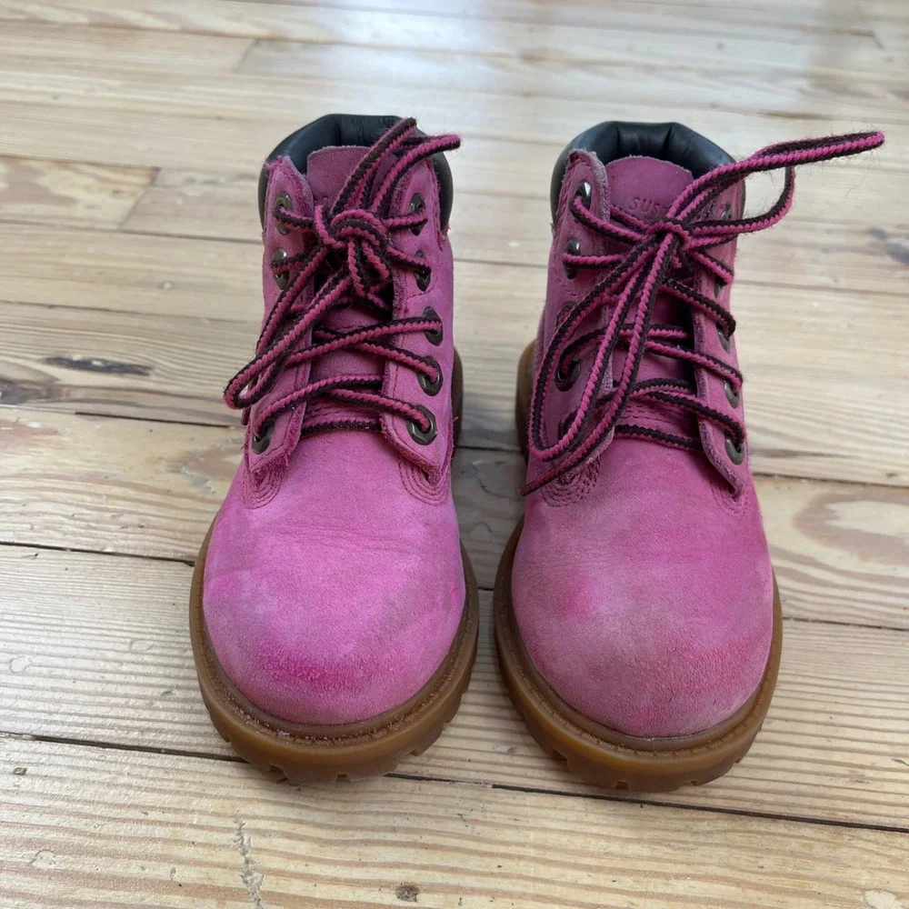 Timberland 6 Inch Premium Pink Nubuck Waterproof Toddler Boots Size 7 girly cute